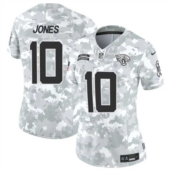 Womens Jacksonville Jaguars #10 Mac Jones 2024 F.U.S.E Arctic Camo Salute To Service Limited Stitched Jersey Dzhi